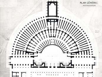 Baltard, Plan of  the Theater of Pompey